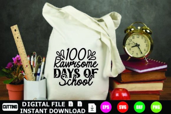 100 Rawrsome Days of School – A Vibrant Graphic Asset for Crafts and Designers