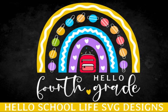 Hello Fourth Grade School Kid SVG Design for Crafts and Graphics