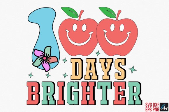 Retro 100 Days Brighter SVG for Crafts and Graphics