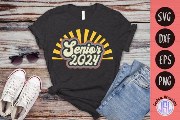 Retro Sunrise Senior 2024 Graphics for Crafts and Projects