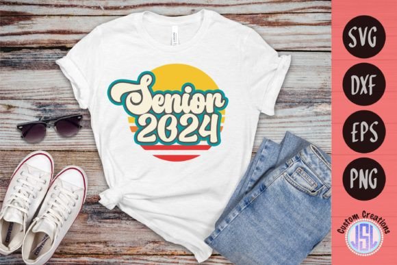 Retro Sunset Senior 2024: A Graphic Design Asset for Polished Content Publishing