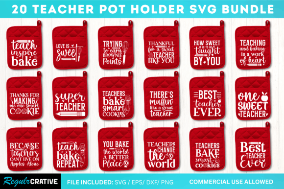 Teacher Pot Holder Bundle: A Versatile Graphic Design Asset for Crafts