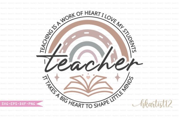 Teaching Is a Work of Heart I Love My – A Retro SVG for Crafts and Graphics